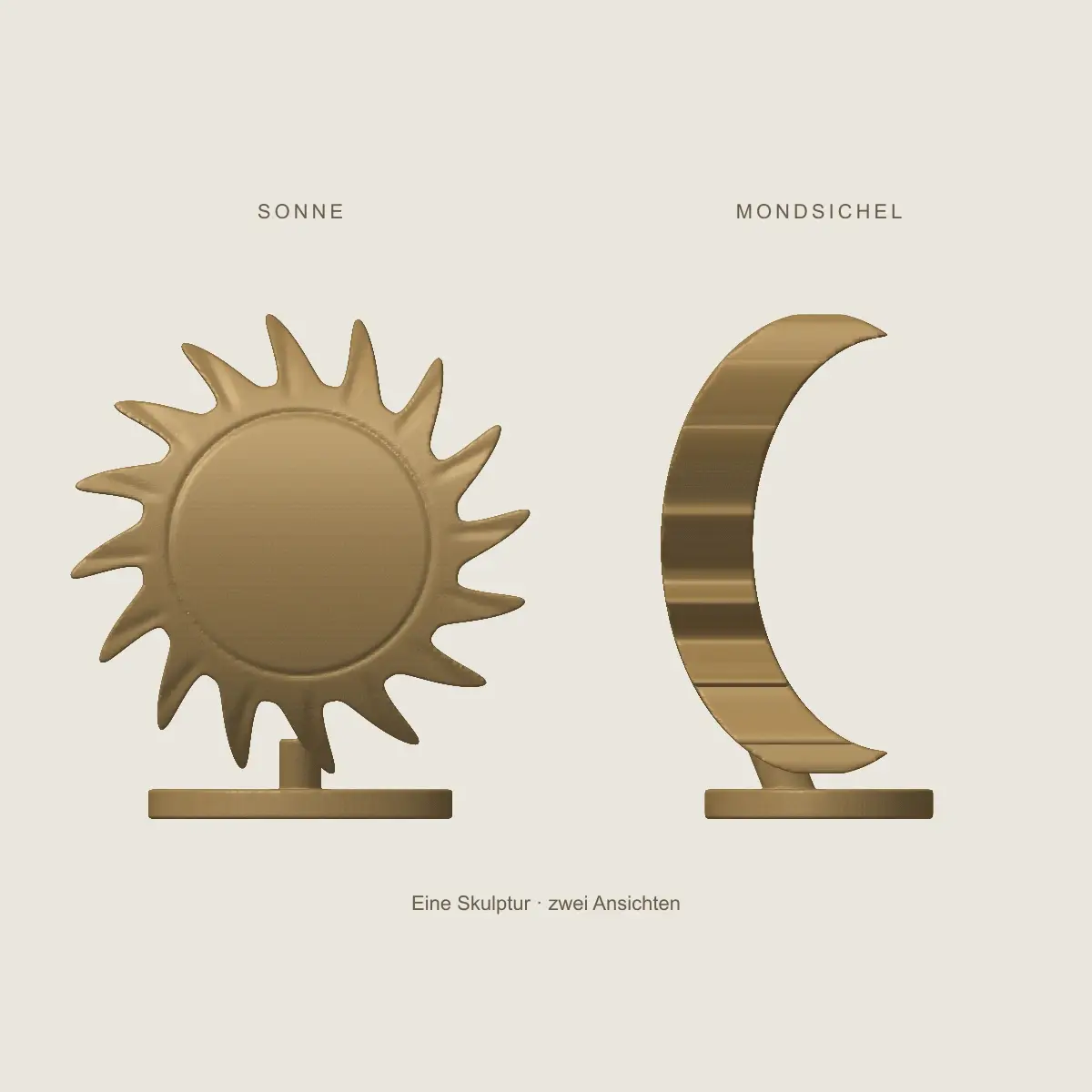 3D-Rendering: Mondsichel & Sonne