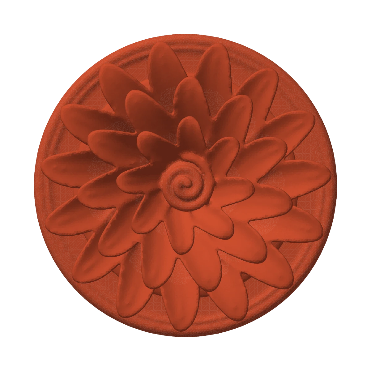 Spiralblüte: ein florales RusCom-Relief mit geschwungenen Blütenblättern